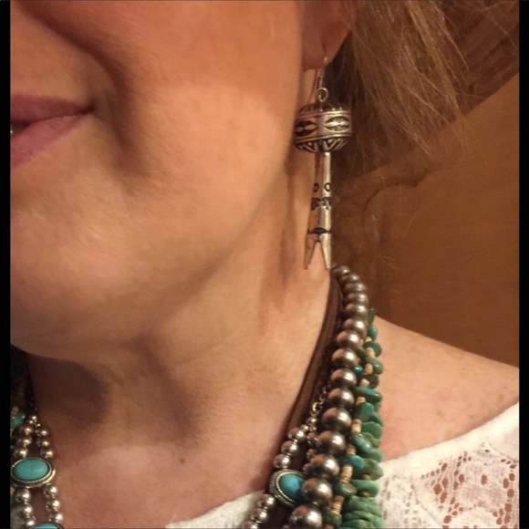 RESERVED SILVER SQUASH BLOSSOM EARRINGS• - Picture 2 of 2